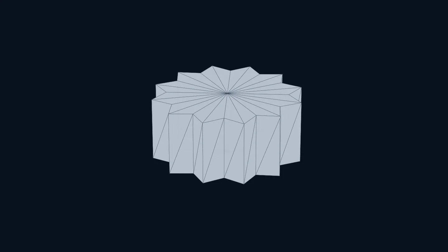 Neutral rendering of the deterministic gear-shaped cavity used for the accepted capture.